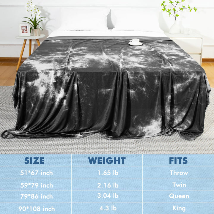 Tie Dye Kjøleteppe – Q-Max 0.5+ Dobbel-Lags Dobbelt-Sidig Kald Berøring Teppe for Komfortable Sommernetter-Grå | Skanto