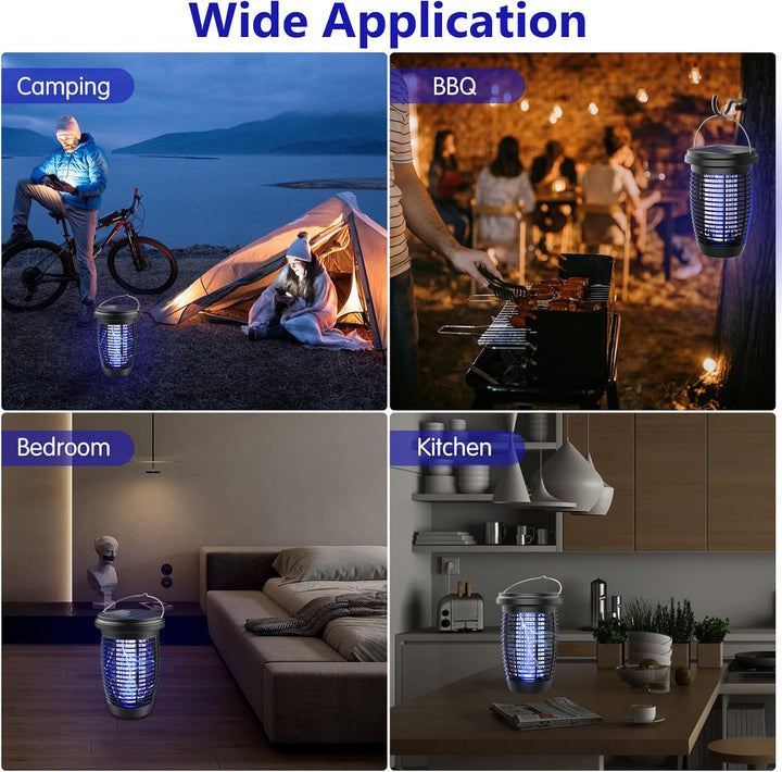 Skanto | Solar Bug Zapper 2-i-1 Myggdreper Lampe – 4500V Innendørs & Utendørs Fluefelle