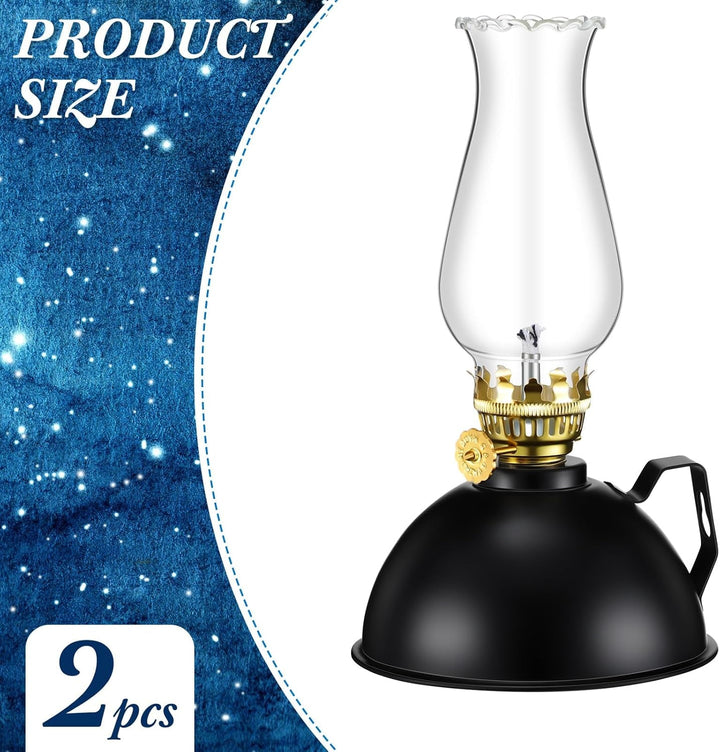 Skanto | Vintage-stil Glass & Metall Oljelamper Sett med 2 – Ardin