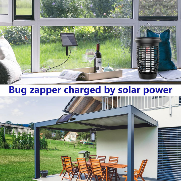 Skanto | Solar Bug Zapper 2-i-1 Myggdreper Lampe – 4500V Innendørs & Utendørs Fluefelle