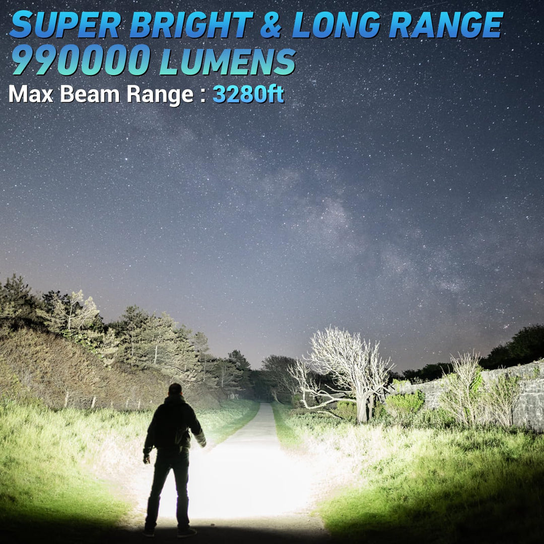 Skanto | Sknsl Oppladbar Led Lommelykt 990 000 Lumen, 7 Moduser, Ipx7 Vanntett For Camping & Nødsituasjoner
