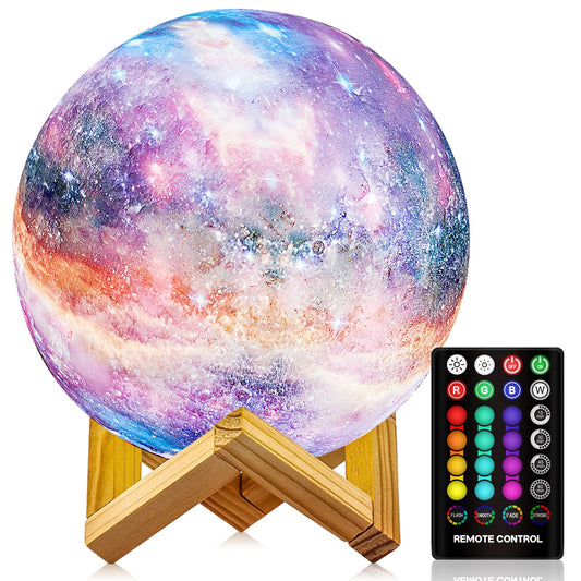 Norvo | Logrotate 7&quot; 3D Månelampe - 16 Farge Led Nattlys Med Fjernkontroll, Usb Oppladbar, Gave Til Barn