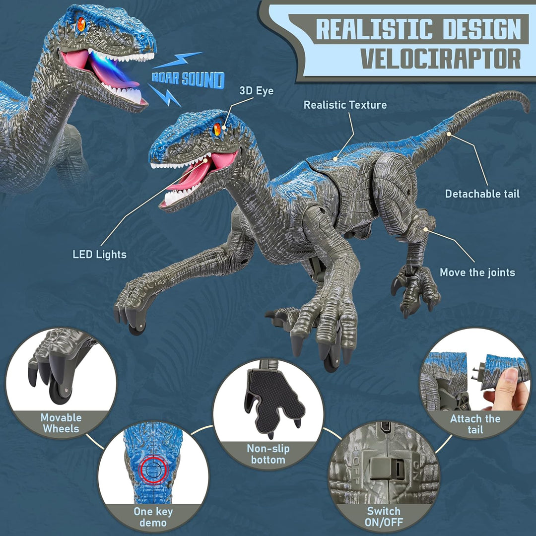 RaptorMove – Fjernkontroll Dinosaur leketøy med lyd, LED og realistiske bevegelser | Skanto