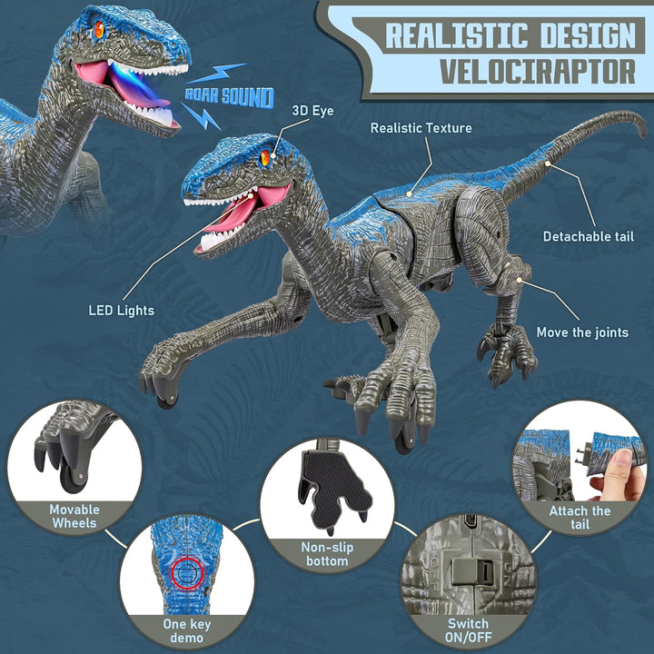 RaptorMove – Fjernkontroll Dinosaur leketøy med lyd, LED og realistiske bevegelser | Skanto