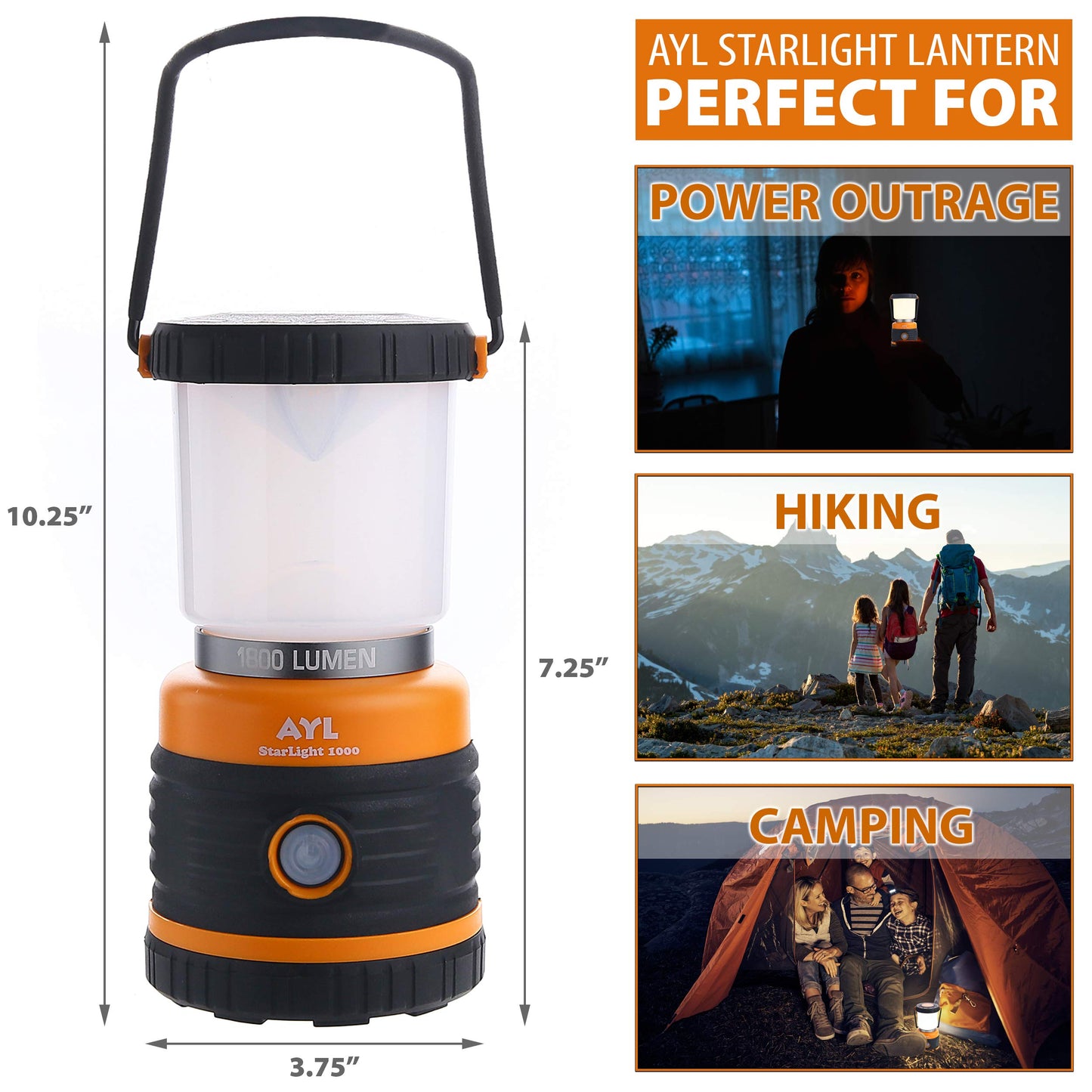 Norvo | Ayl LED Campinglampe 1800Lm, Oppladbar, 4 Lysmoduser, Vanntett, 4400Mah Power Bank -