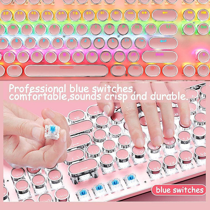 Mechanische Gaming-Tastatur med 87 Tasten, RGB-Hintergrundbeleuchtung og blauen Schaltern