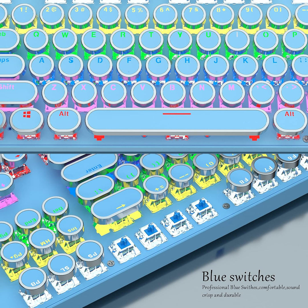 Mechanische Gaming-Tastatur med 87 Tasten, RGB-Hintergrundbeleuchtung og blauen Schaltern