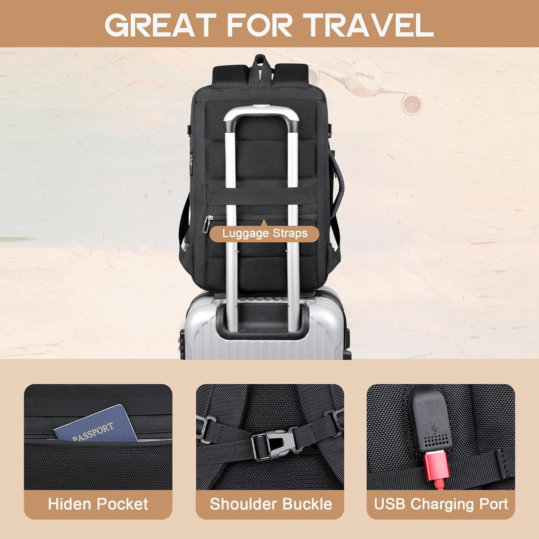 40L Utvidbar Vanntett Reiseryggsekk med USB-port og 17” Laptop-futteral – AirVoyage | Skanto