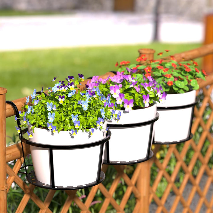 Skanto | Hengeplantekurv laget av metall – Balkong Blomsterpotte med krok for hage og terrasse