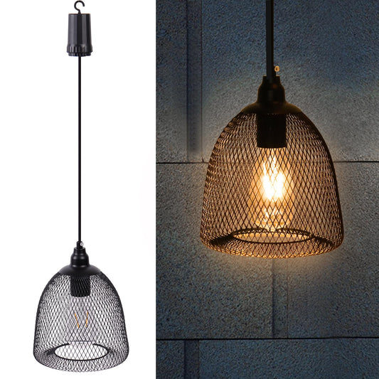 Norvo | Batteridrevet hengende lys med 6 timers timer, utendørs innendørs dekorativ lampe krystallpendel hengende metall svart hengende lampe bakgård dekor for patio bar hage veranda hjem