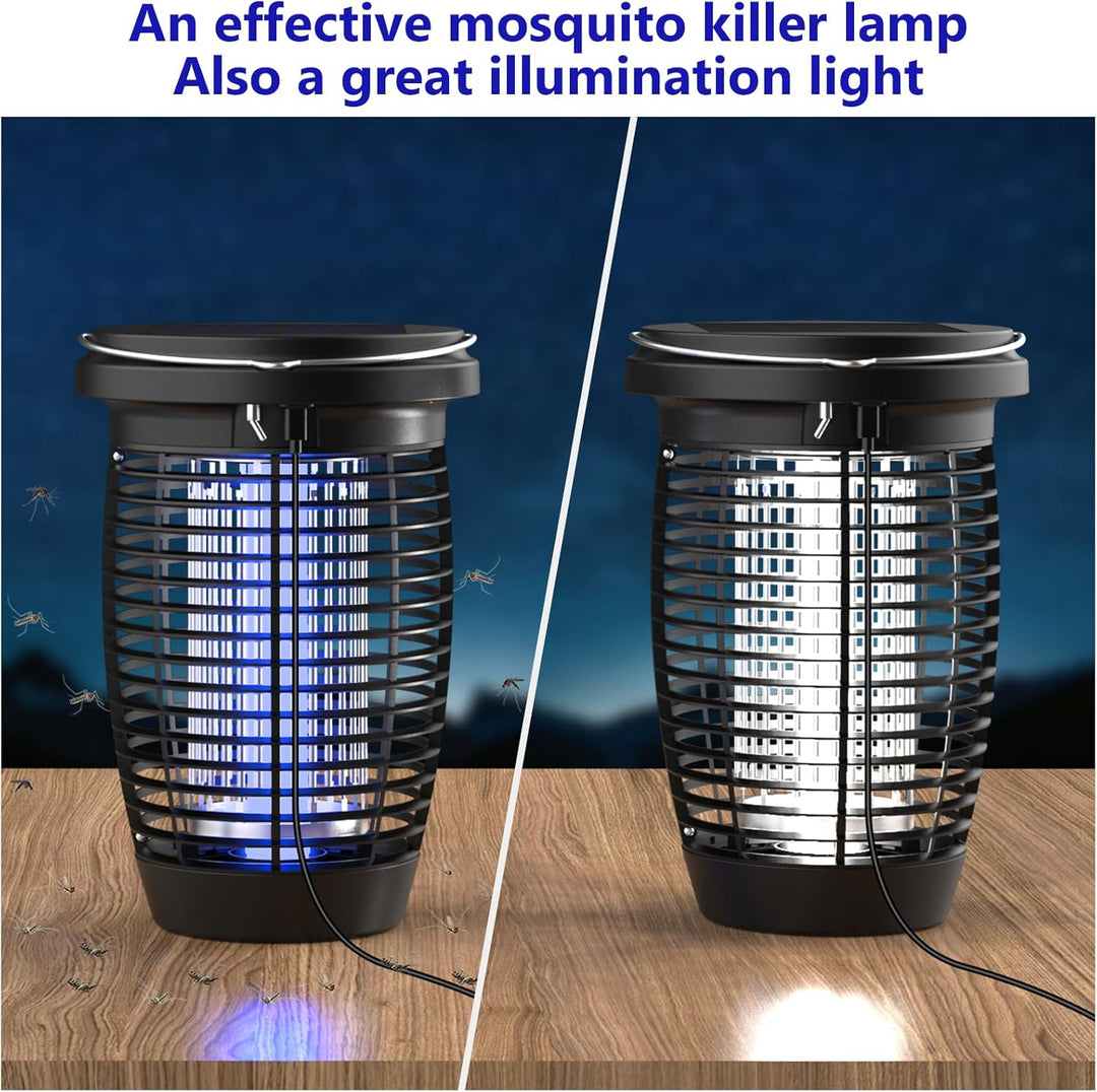 Skanto | Solar Bug Zapper 2-i-1 Myggdreper Lampe – 4500V Innendørs & Utendørs Fluefelle