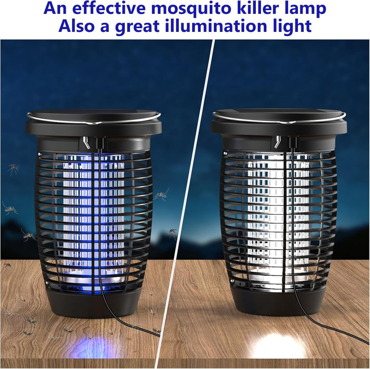 Skanto | Solar Bug Zapper 2-i-1 Myggdreper Lampe – 4500V Innendørs & Utendørs Fluefelle
