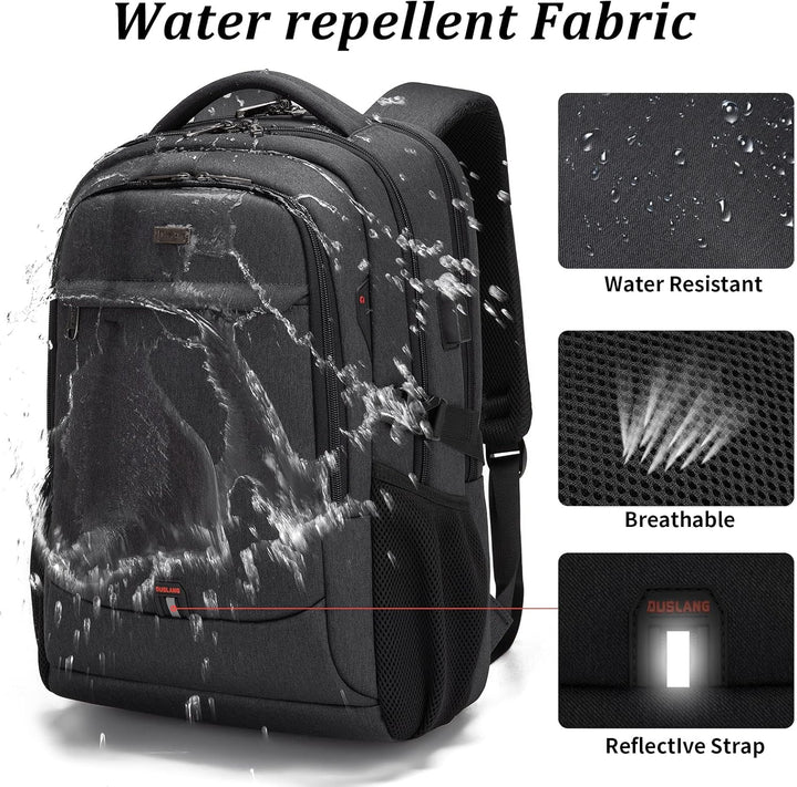 Vanntett reise laptop ryggsekk med USB-port og organisert lagring | Skanto
