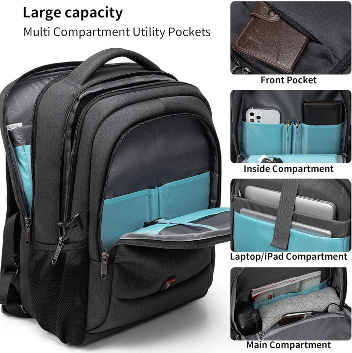 Vanntett reise laptop ryggsekk med USB-port og organisert lagring | Skanto