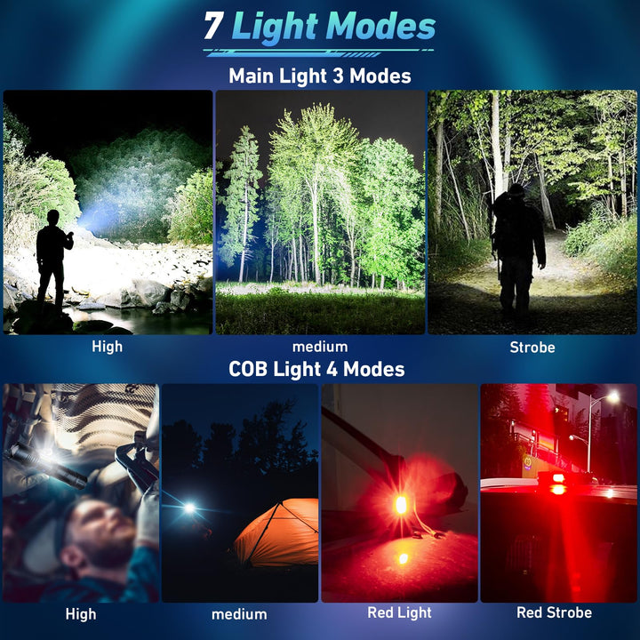 Skanto | Sknsl Oppladbar Led Lommelykt 990 000 Lumen, 7 Moduser, Ipx7 Vanntett For Camping & Nødsituasjoner