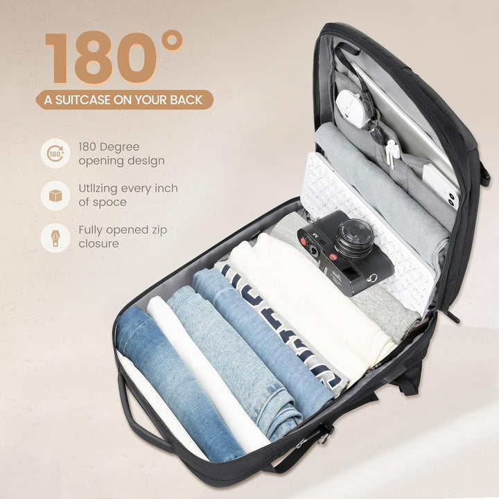 40L Utvidbar Vanntett Reiseryggsekk med USB-port og 17” Laptop-futteral – AirVoyage | Skanto