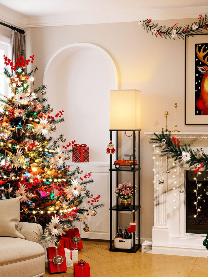 Skanto | Addlon 4-nivå moderne gulvlampe med hyller og 3Cct LED-pære - svart, 164 cm H