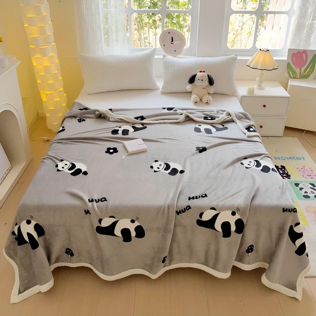 PandaSnug Teppe - Myk og Varm Panda Trykk Flanell Fleece Teppe | Skanto