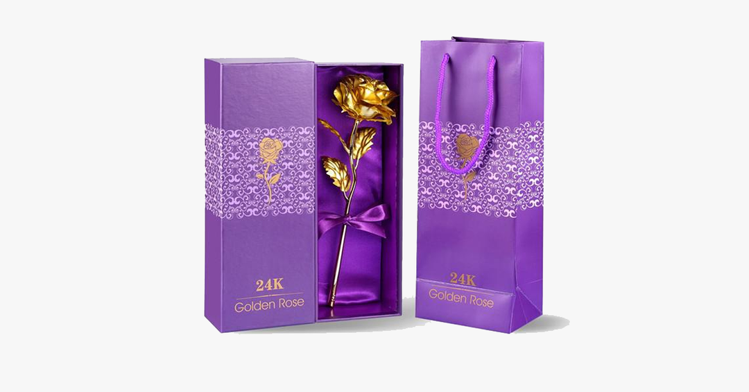 Skanto | 24K gullbelagt ekte rose med gaveeske