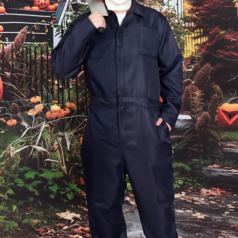 Skanto | Herres Skremmende Halloween Kostyme Jumpsuit | Maskert Langermet