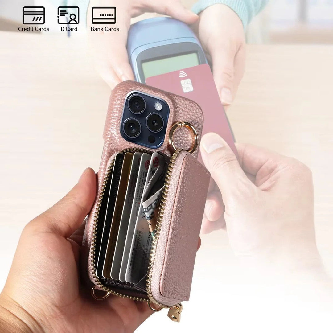 Skanto | Premium lær Multi-Function iPhone-deksel med anti-degauss beskyttelse