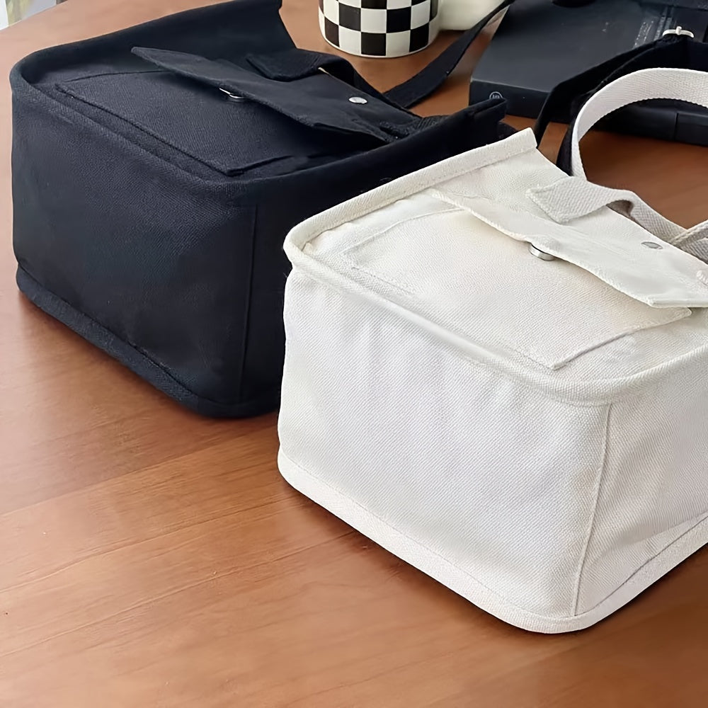 UrbanEase Canvas Slingbag – Hvit skulderveske med magnetlukking og justerbar stropp | Skanto