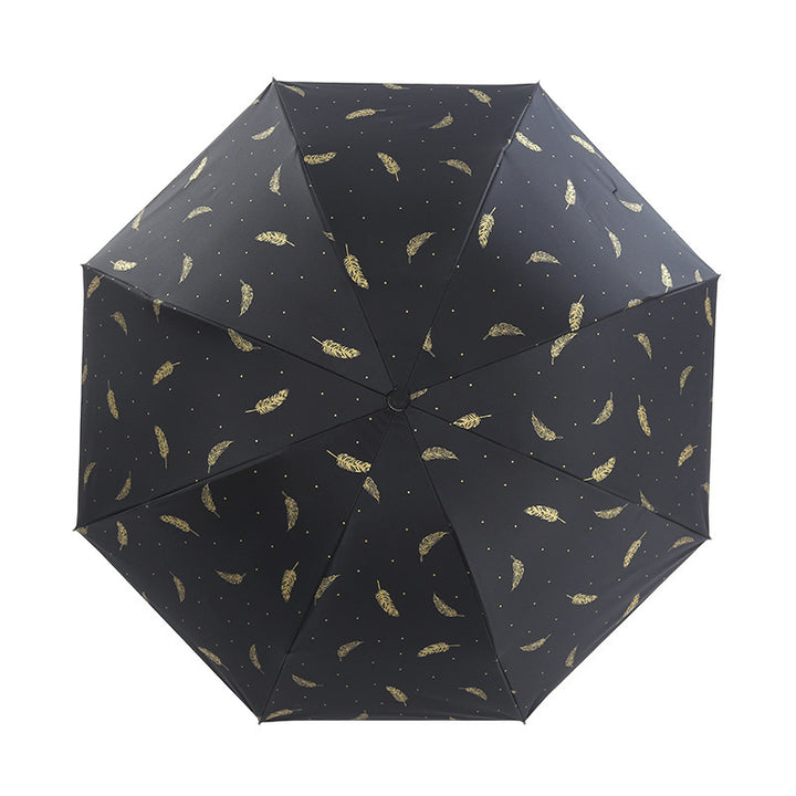 Damen Automatic Falt-Regenschirm mit elegantem Federdesign Skanto