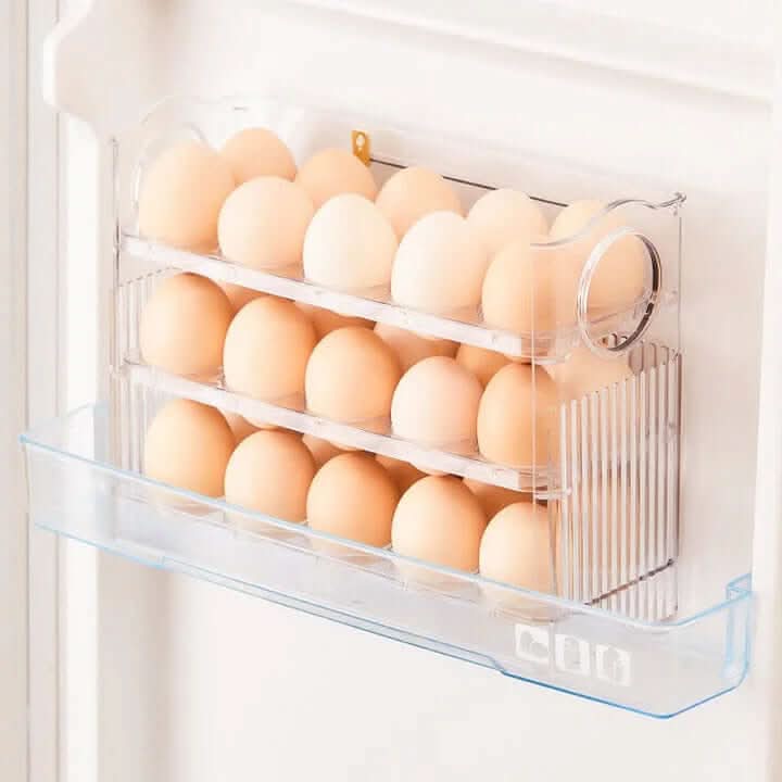 Skanto | Clear Egg Organizer – Space-Besparende Rullende Kjøleskapsoppbevaring