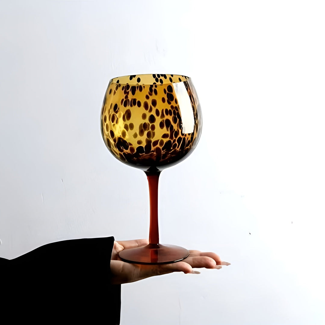 Vinglass med leopardtrykk – vintagedesign, sett med 2 | Perfekt for spesielle anledninger