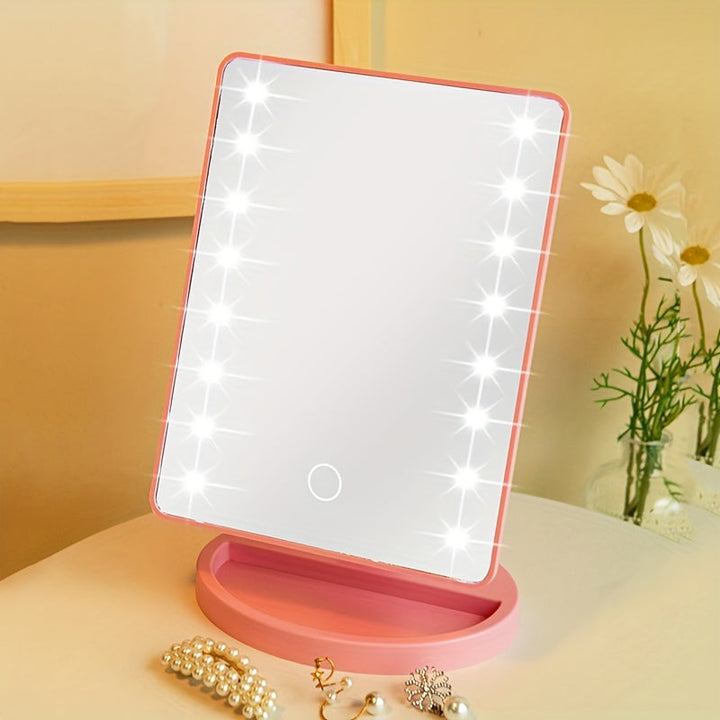 GlowPerfect - Bærbart Sminkespeil med 16 LED-lamper Skanto