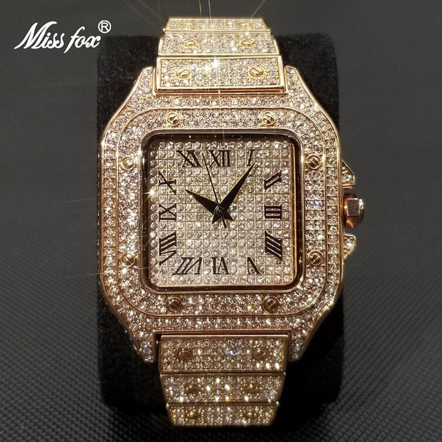 Skanto | MISSFOX Ice Out Firkantet Klokke for Menn