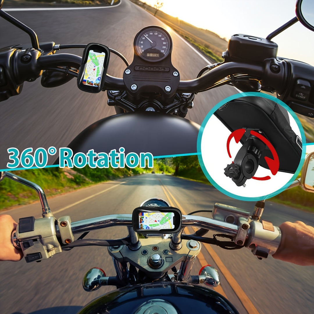 Vanntett telefonholder for sykkel og motorsykkel – 360° roterbar og egnet for 4.5–6.4 tommer | Skanto
