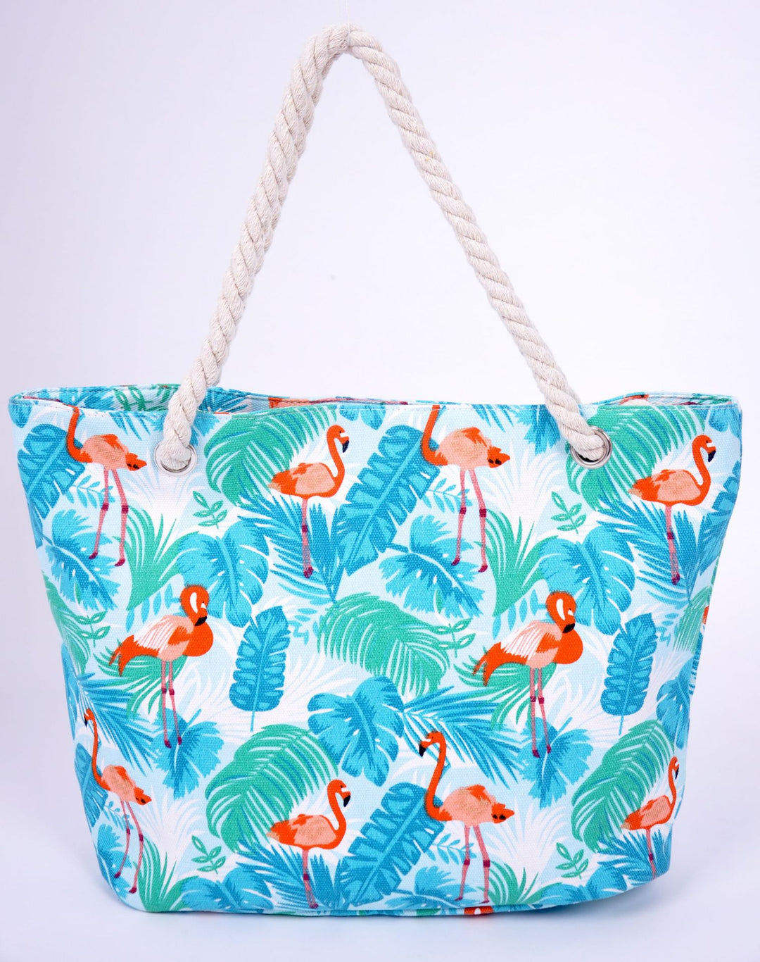 Stor strandveske med livlige flamingo-motiver Skanto
