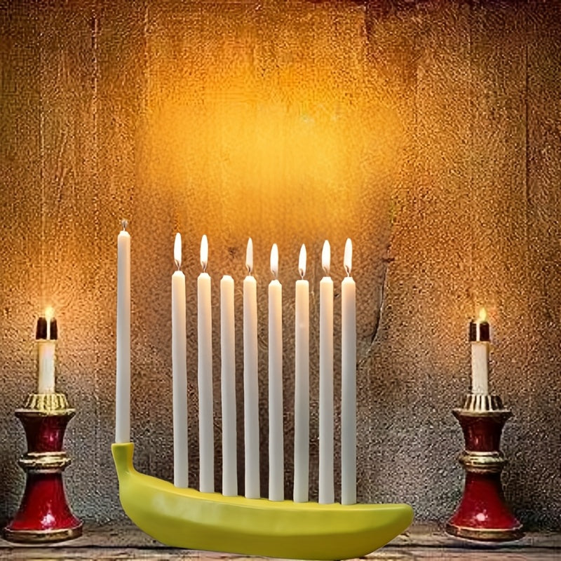 Skanto | Innovativ Keramisk Banan Dekorativ Lysestake - Morsom Lysestake for Hanukkah, Unik Banan Tema Lysestake for Enthusiaster, Fester, Hjemmelysing, Også Egnet for jul, Valentinsdag, Påske, Thanksgiving, Hanukkah Festival Gaver