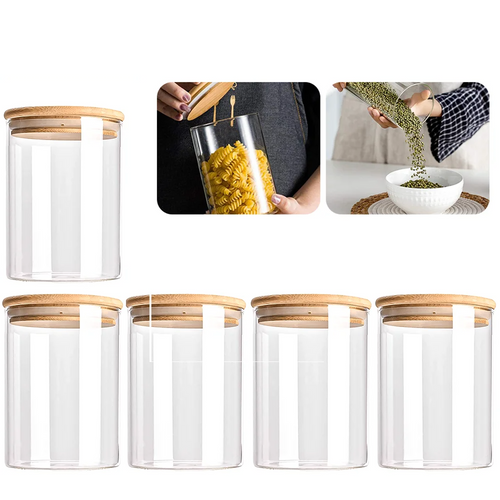 PureVorrat Glass Container Set – Oppbevaringskrukker med Trellokk | Tett og Stilfull | Moderne Kjøkkenoppbevaring | Skanto