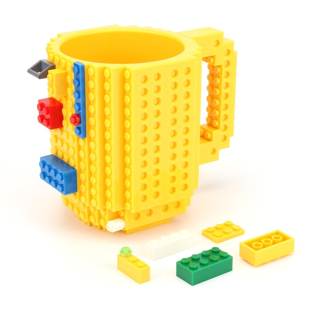 Norvo | 350ml Kreativ Lego Kaffe Kopper silikon rustfritt stål Reise Barn Voksen Bestikk Drikke Servise Sett for Barn