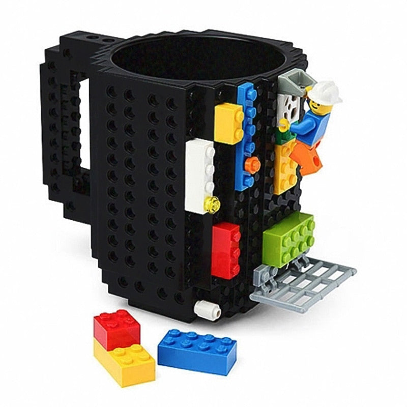 Norvo | 350ml Kreativ Lego Kaffe Kopper silikon rustfritt stål Reise Barn Voksen Bestikk Drikke Servise Sett for Barn