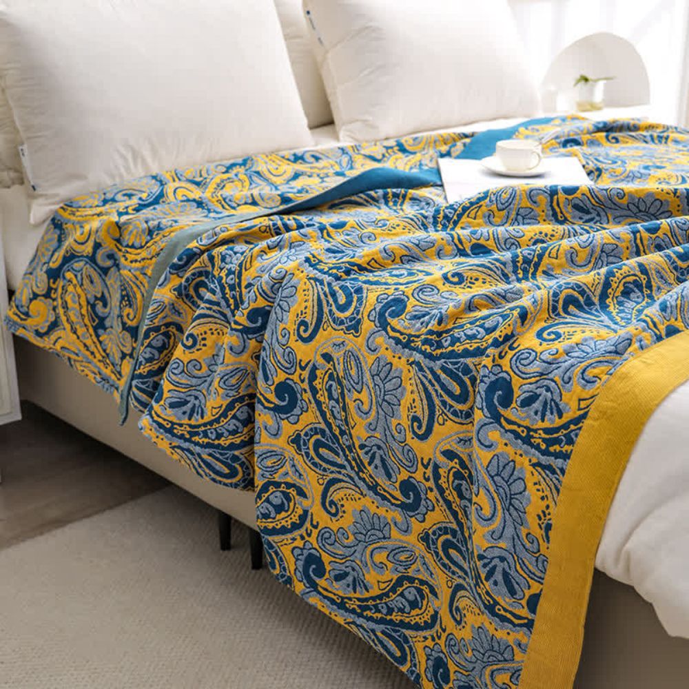 Skanto | Azure Golden Retro Bomullteppe