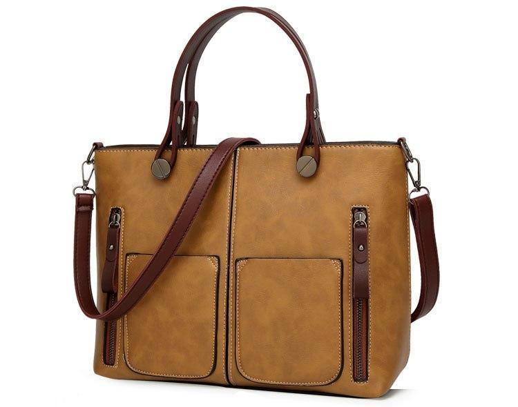 Cera - Dobbel Frontlomme Vintage Tote Håndveske | Skanto