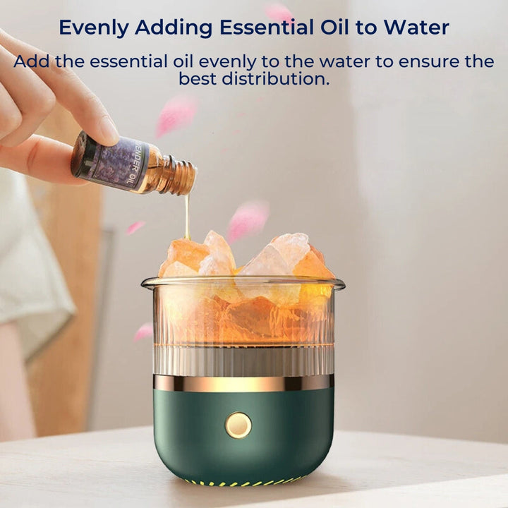 SereniGlow Crystal Salt Fuktighetsgiver | USB Aroma Diffuser – Nattlys & Luftrenser – For Avslapning, Stressreduksjon & Forbedret Luftkvalitet Skanto