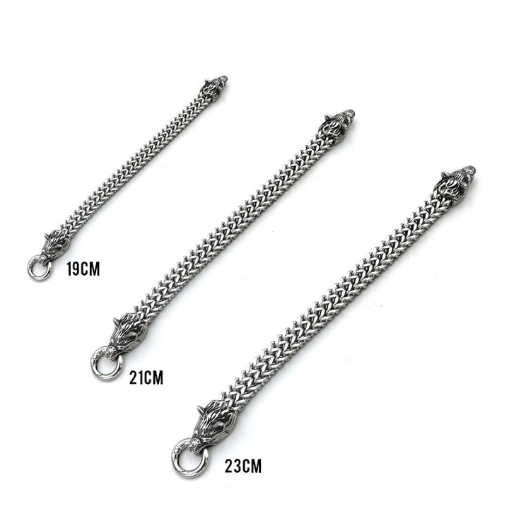 Skanto | Viking Rustfritt Stål Dobbel Ulvehode Fenris Armbånd