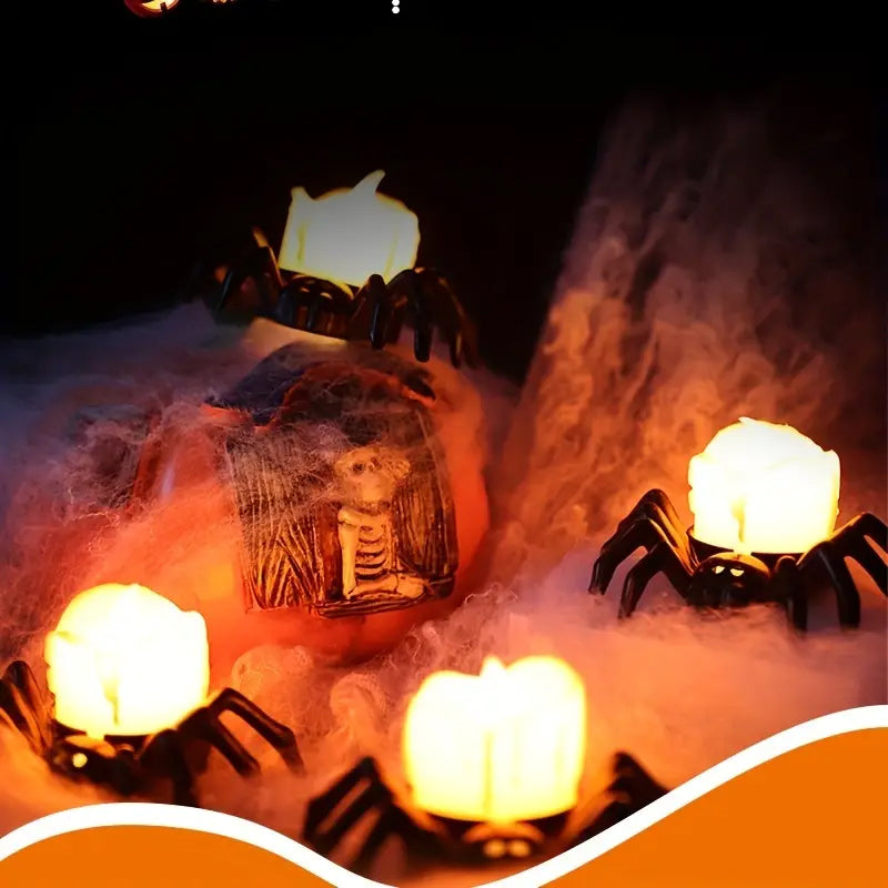 Skanto | ️Halloween Edderkopp Te-lys Spooky Elektrisk Flakkende Kunstige Lys
