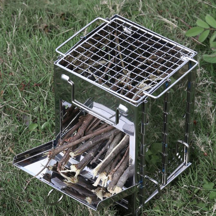 Skanto | Utendørs sammenleggbart vedovn mini rustfritt stål grill camping piknik