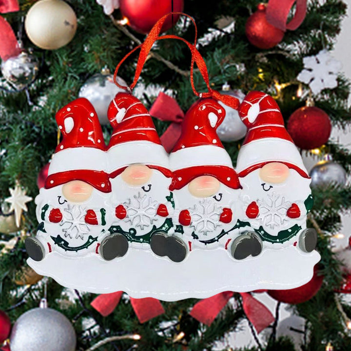 Skanto | 4 Navn-Egen Familie Jule X-mas Tre Dekorasjon Ornament med Navn-Dverger Familie