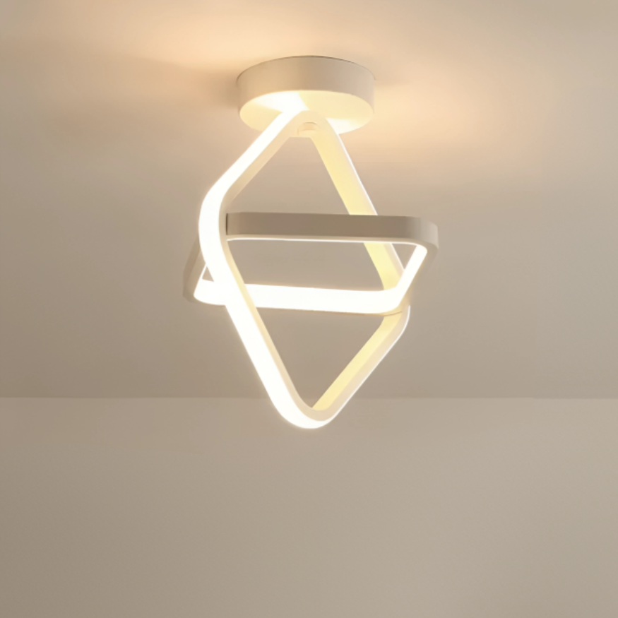 Moderne LED Taklampe 18W | Kreativ Design med 2 Ringer | Energivennlig Belysning for Stue & Kontor 24 cm | Skanto