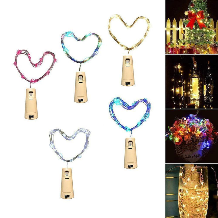 LED Vinflaske Lys Kork Natt Lys DIY Dekor Løft - Stykke | Skanto