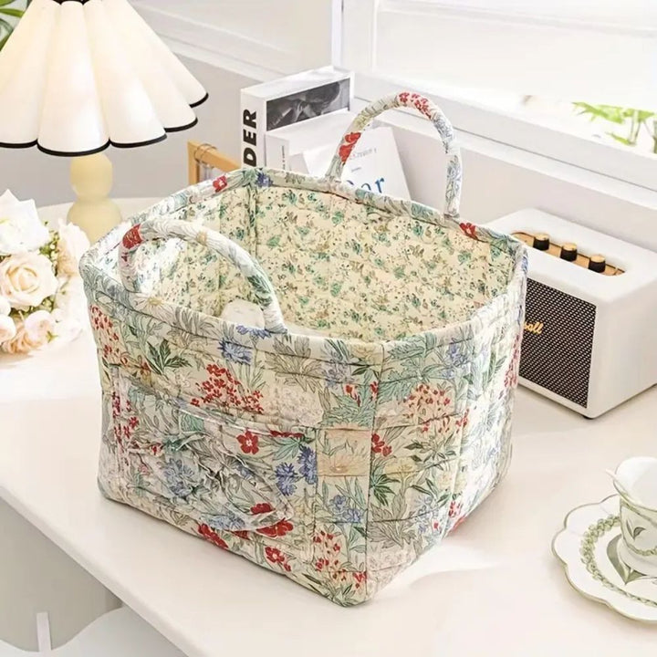 Skanto | Delikat Floral Canvas Oppbevaringskurv