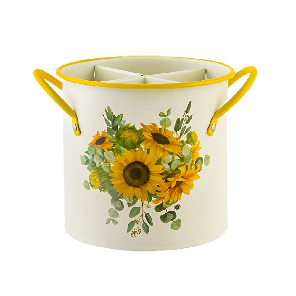 Skanto | Floral Bestikk Oppbevaringskurv med Divider Lok