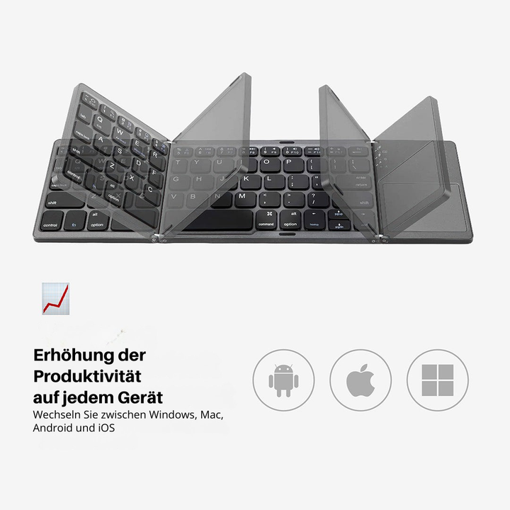 Skanto | Sammenleggbart Bluetooth-tastatur | Innebygd Berøringsplate | Svart