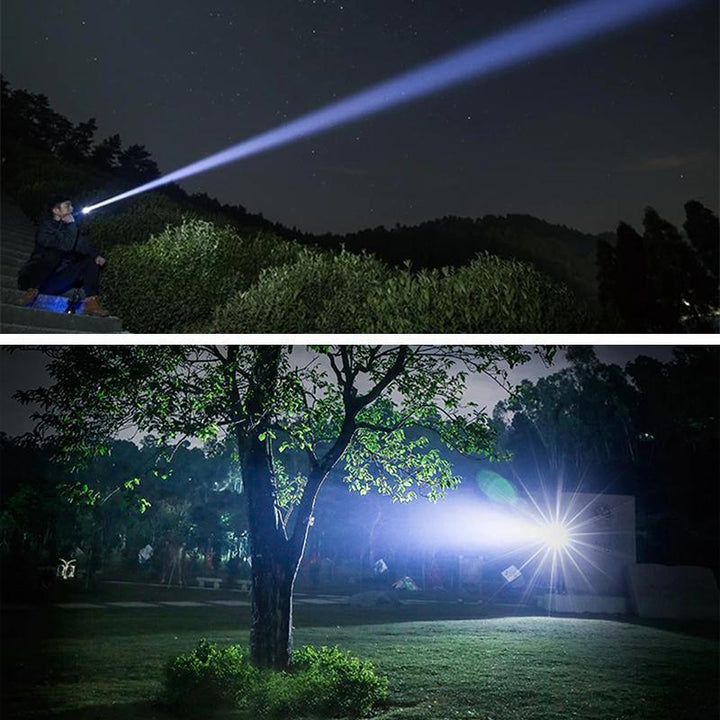 2023 Nyttårs Begrenset Tidssalg LED Taktisk Oppladbar Laser Lommelykt 90000 Høy Lumen-Kjøp 2 Få Gratis VIP Frakt | Skanto